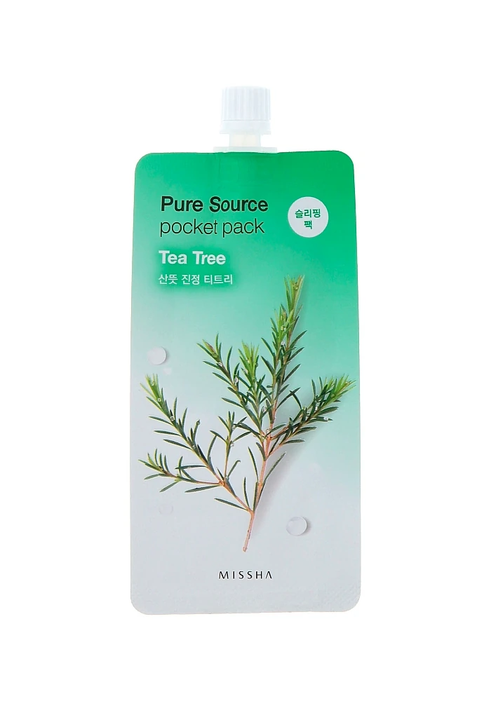 Missha_Pure_Source_Pocket_Pack_Tea_Tree_01_procosmetics_by Маска ночная ЧАЙНОЕ ДЕРЕВО |10 ml| Missha Pure Source Pocket Pack - Tea Tree