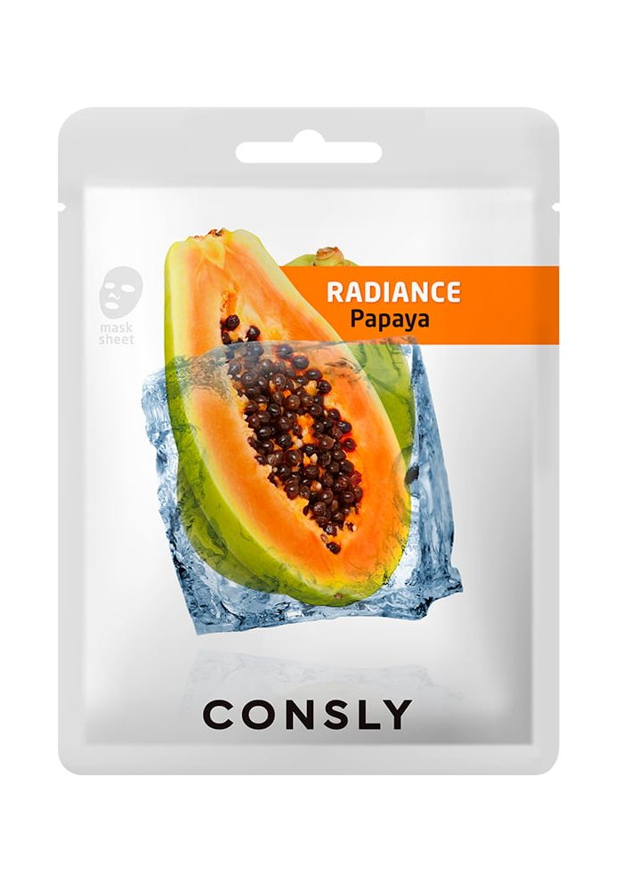 CONSLY_Papaya_Radiance_Mask_Pack_01_procosmetics_by Маска тканевая выравнивающая тон кожи с экстрактом папайи