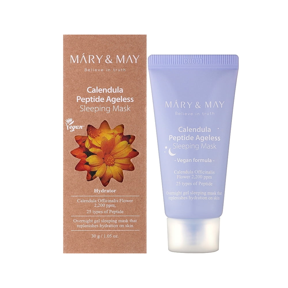 Mary&May_Calendula_Peptide_Ageless_Sleeping_Mask_01_procosmetics_by Ночная антивозрастная маска с лепестками календулы