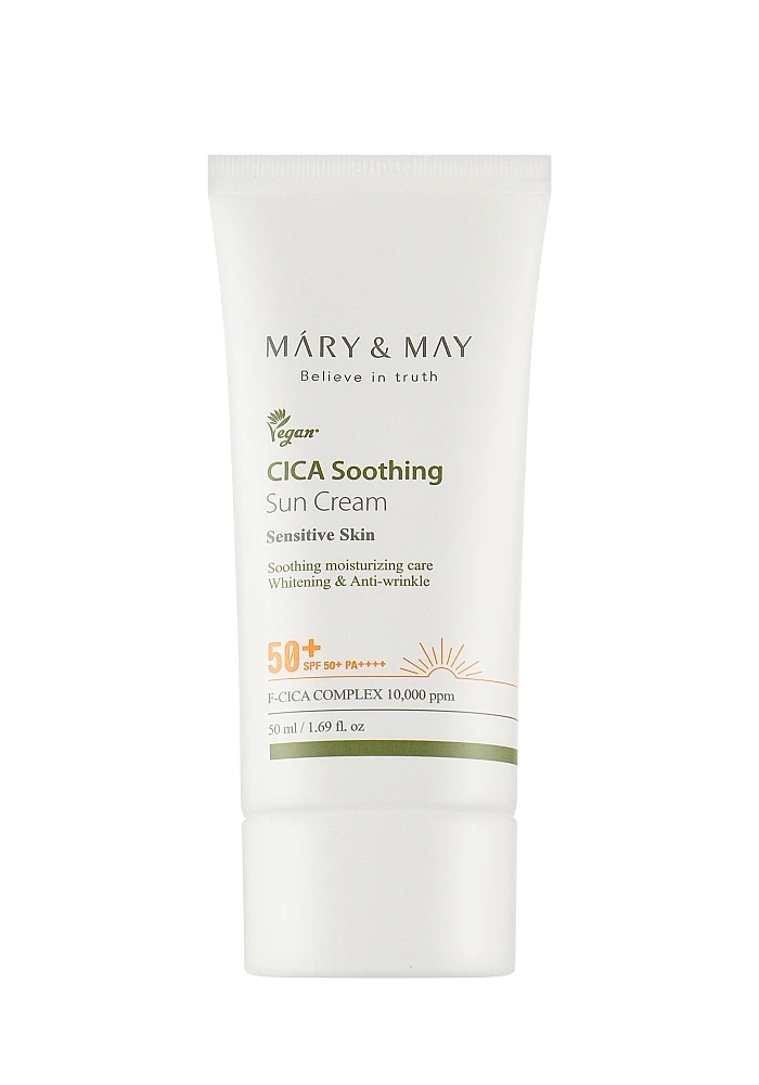 Успокаивающий солнцезащитный крем с центеллой |50 g| Mary&May CICA Soothing Sun Cream SPF 50+ PA++++