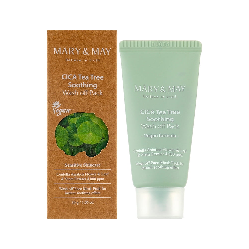 Глиняная маска для чувствительной кожи |30 g| Mary&May CICA TeaTree Soothing Wash Off — изображение 1