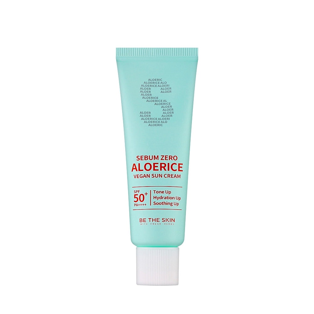 Солнцезащитный крем для лица матирующий |50 ml| BE THE SKIN Sebum Zero Aloerice Vegan Sun Cream SPF50+ PA++++