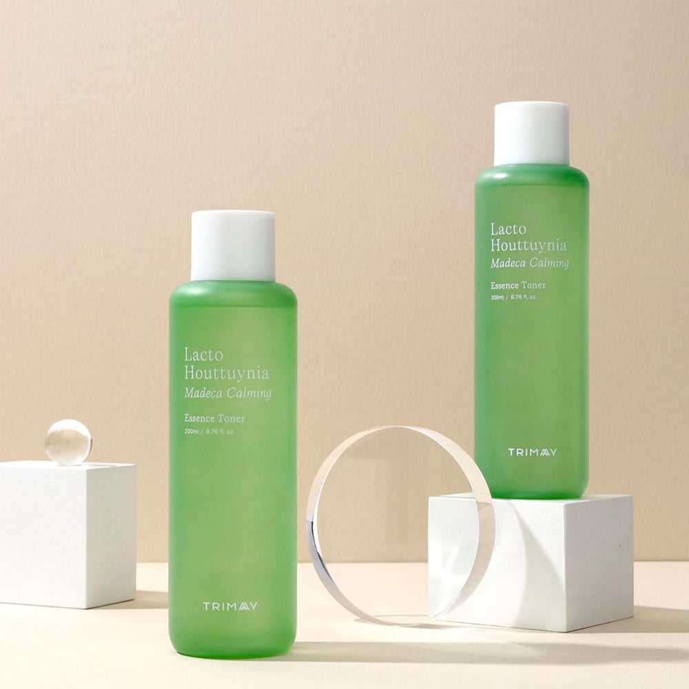 Успокаивающий тонер-эссенция с пробиотиками Trimay Lacto Houttuynia Madeca Calming Dual Essence Toner