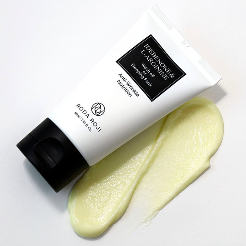 Многофункциональная антиоксидантная маска |60 ml| RODA ROJI Idebenone & L-arginine Wash Off Or Sleeping Pack — изображение 3