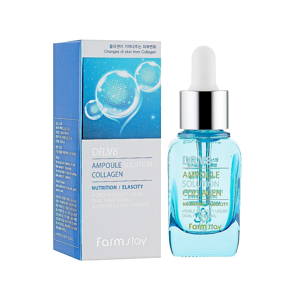 FARMSTAY_DR-V8_Solution_Collagen_Ampoule_Serum_01_procosmetics_by Ампульная сыворотка с коллагеном для упругости кожи |30 ml| FarmStay DR.V8 Ampoule Solution Collagen