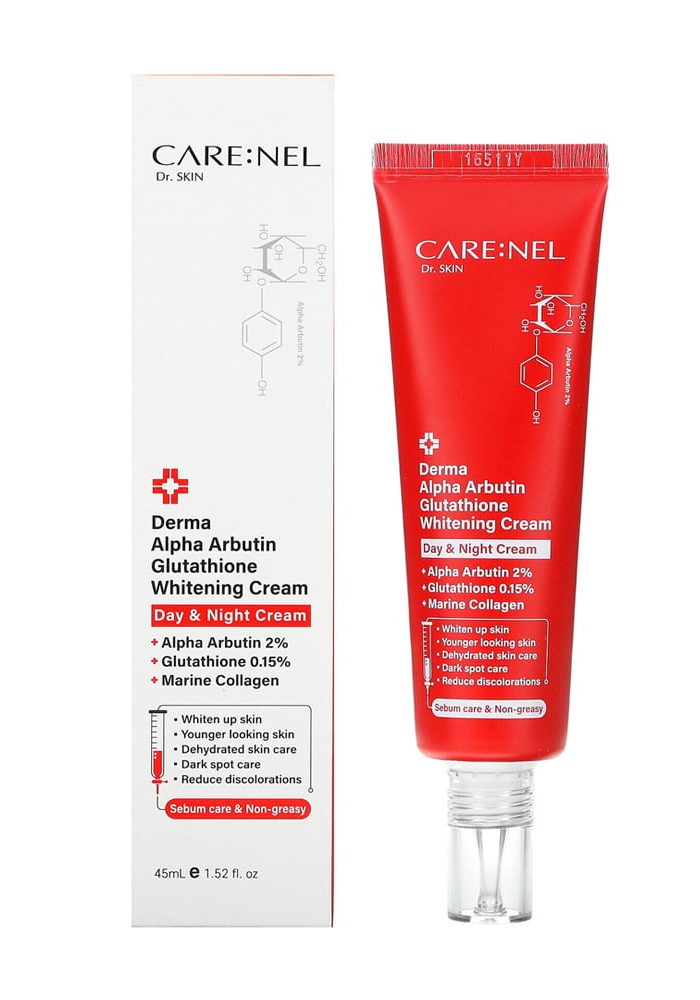 Крем для лица осветляющий с альфа-арбутином и глутатионом |45 ml| CARE:NEL Derma Alpha Arbutin Glutathione Whitening Cream
