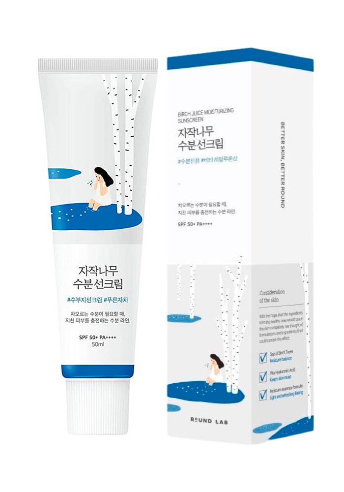 Увлажняющий санскрин с берёзовым соком |50 ml| Round Lab Birch Juice Moisturizing Sunscreen SPF50+ PA++++