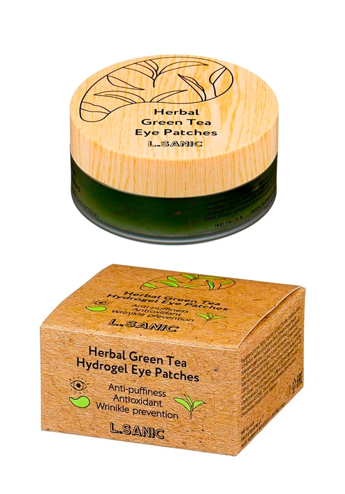L.SANIC_Herbal_Green_Tea_Hydrogel_Eye_Patches_01_procosmetics_by Гидрогелевые патчи с экстрактом зеленого чая |60 pcs| L.SANIC Herbal Green Tea Hydrogel Eye Patches