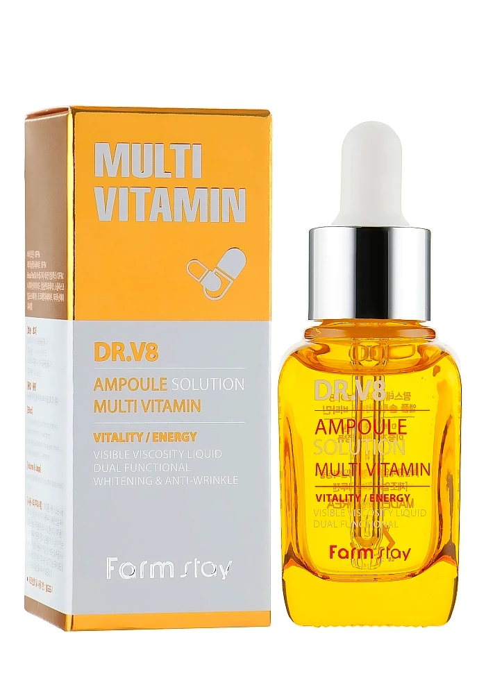 FarmStay_DR-V8_Ampoule_Solution_Multi_Vitamin_01_procosmetics_by Ампульная сыворотка мультивитаминная |30 ml| FarmStay DR.V8 Ampoule Solution Multi Vitamin — изображение 1