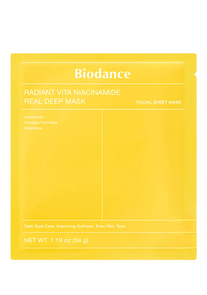 Гидрогелевая маска с ниацинамидом для сияния кожи |34 g| Biodance Radiant Vita Niacinamide Real Deep Mask