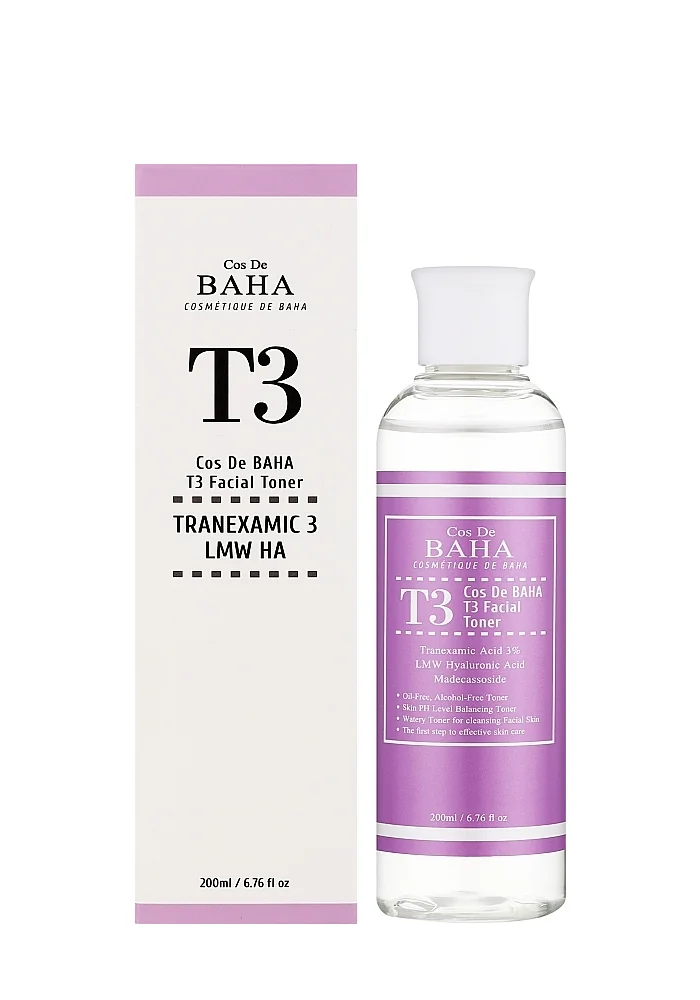 Тонер для лица с транексамовой кислотой |200 ml| Cos De Baha T3 Tranexamic 3 LMW HA