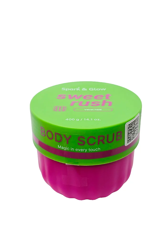 Spark&Glow_Body_Scrub_Velvet_Haze_Scent_01_procosmetics_by Скраб для тела с ароматом экзотических фруктов |400 ml| Spark&Glow Body Scrub Velvet Haze Scent