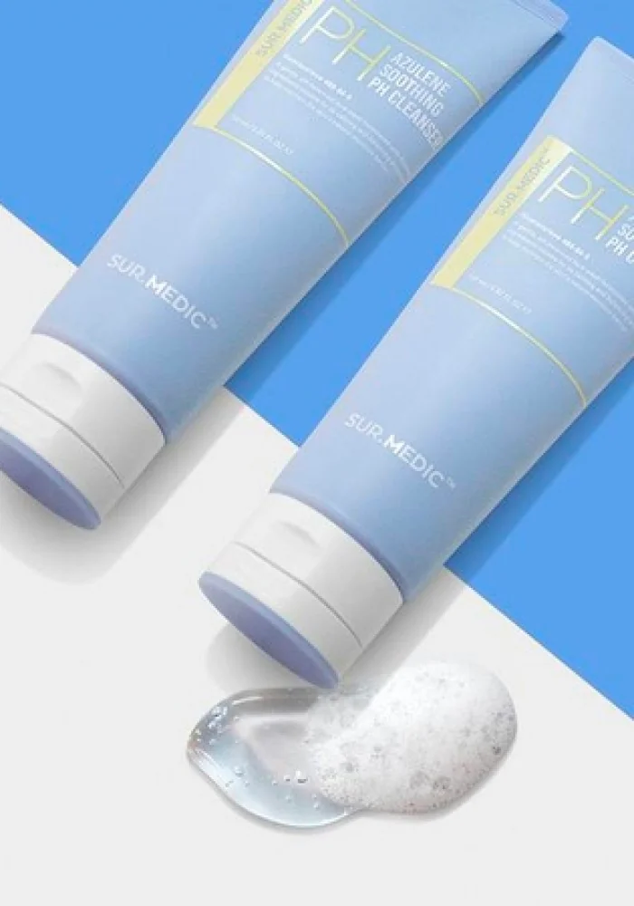 Успокаивающий гель для умывания с азуленом и церамидами |150 ml| SUR.MEDIC+ Azulene Soothing pH Cleanser